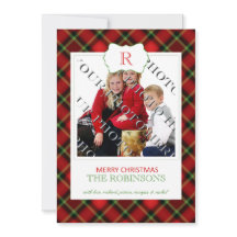 Tarjeta fotográfica Monograma de Navidades de Red 