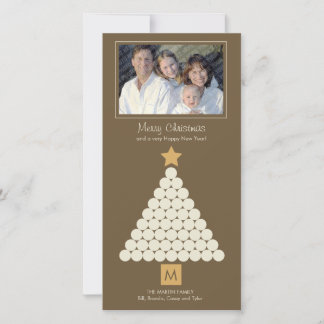 Festiva Tarjeta fotográfica monograma de Navidades moderno