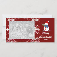 Tarjeta fotográfica - Navidades Snowman Football