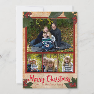 Festiva Tarjeta fotográfica navideña Berries 5x7 para Navi