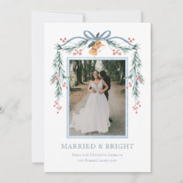 Festiva Tarjeta fotográfica navideña casada y brillante