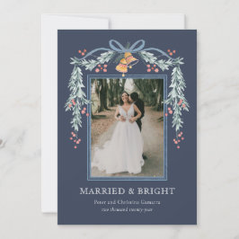 Festiva Tarjeta fotográfica navideña casada y brillante