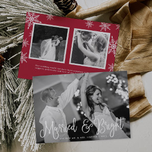 Festiva Tarjeta fotográfica navideña casada y brillante + 