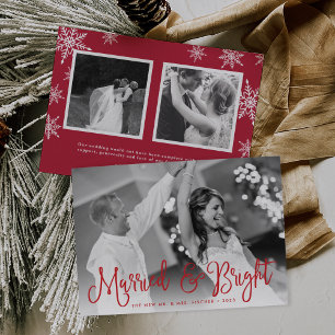 Festiva Tarjeta fotográfica navideña casada y brillante + 