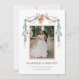 Festiva Tarjeta fotográfica navideña casada y brillante