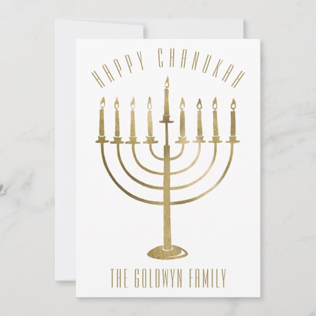 Festiva Tarjeta fotográfica navideña Chanukah Menorah Happ (Anverso)