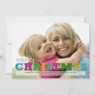 Festiva Tarjeta fotográfica navideña colorida de Feliz Nav