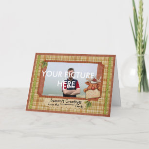 Festiva Tarjeta fotográfica navideña con reno lindo