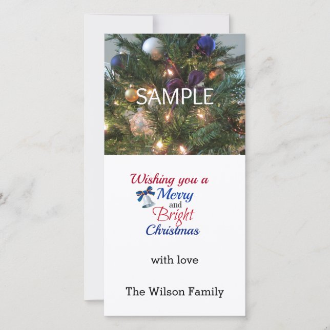 Festiva Tarjeta fotográfica navideña de amargo y brillante (Anverso)
