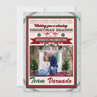 Festiva Tarjeta fotográfica navideña de béisbol
