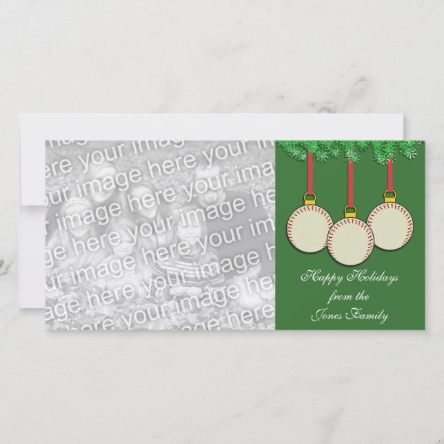 Festiva Tarjeta fotográfica navideña de béisbol (Anverso)