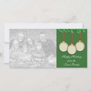 Festiva Tarjeta fotográfica navideña de béisbol