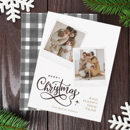 Festiva Tarjeta fotográfica navideña de feriado gris de Fe