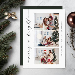 Festiva Tarjeta fotográfica navideña de la familia moderna