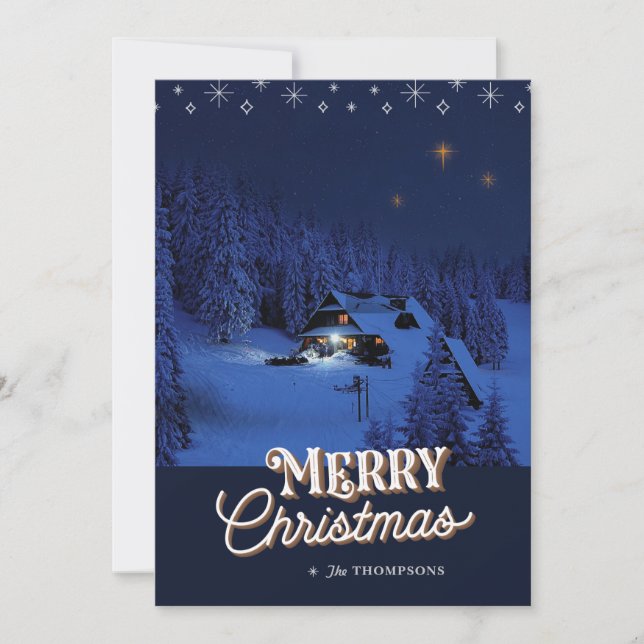 Festiva Tarjeta fotográfica navideña de la sagrada noche (Anverso)