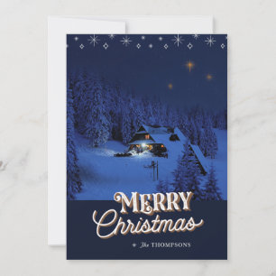 Festiva Tarjeta fotográfica navideña de la sagrada noche