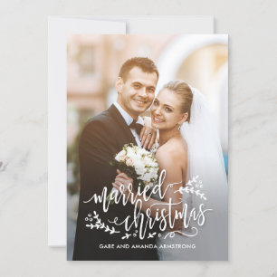 Festiva Tarjeta fotográfica navideña de Navidades casados