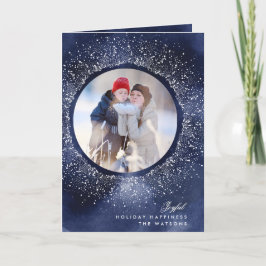 Festiva Tarjeta fotográfica navideña de Navidades de copo