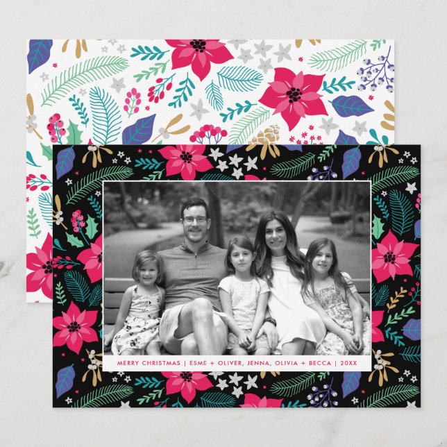 Festiva Tarjeta fotográfica navideña de Navidades mágicos  (Anverso / Reverso)