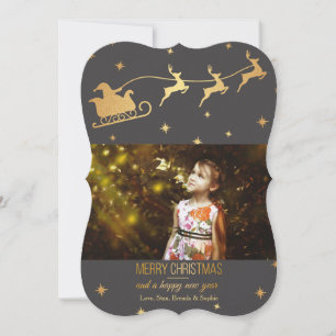 Festiva Tarjeta fotográfica navideña de Papá Noel en camin