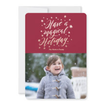 tarjeta fotográfica navideña de papel mágico