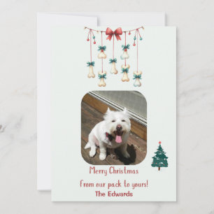 Festiva Tarjeta fotográfica navideña de perro personalizad