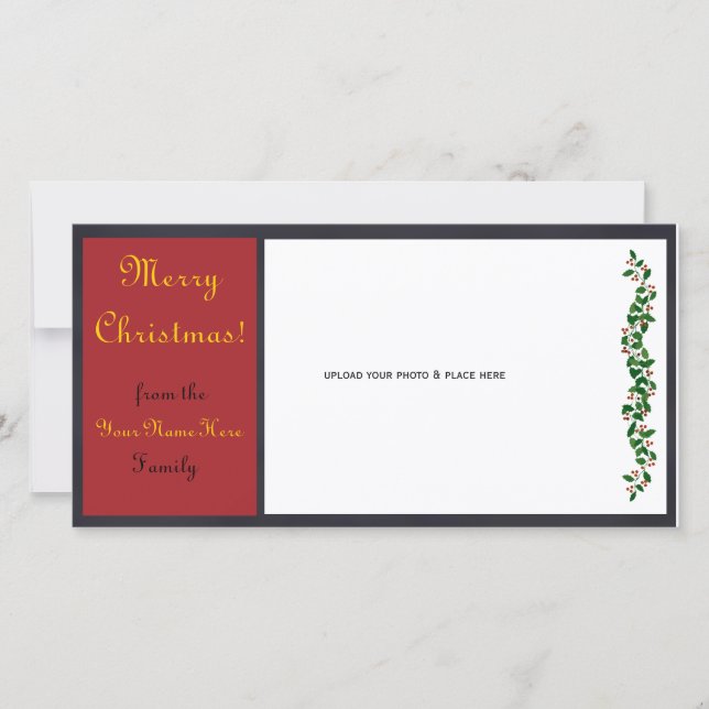Festiva Tarjeta fotográfica navideña de personalizable - # (Anverso)