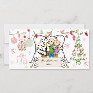 Festiva Tarjeta fotográfica navideña de Personalizado de N