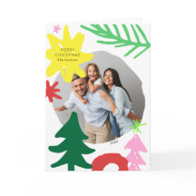 Tarjeta fotográfica navideña de resumen moderno re