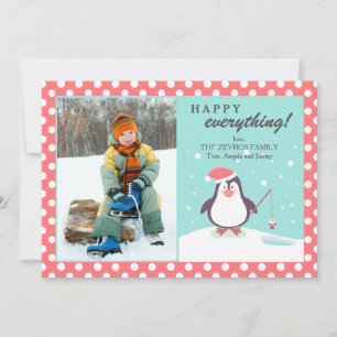 Festiva Tarjeta fotográfica navideña del pingüino