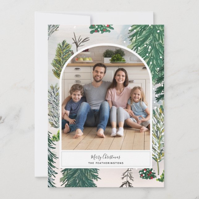 Festiva Tarjeta fotográfica navideña encantada de Winter F (Anverso)