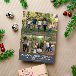 Festiva Tarjeta fotográfica navideña Family Happy Holidays