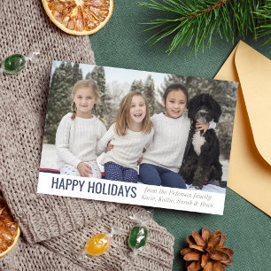 Festiva Tarjeta fotográfica navideña Family Happy Holidays