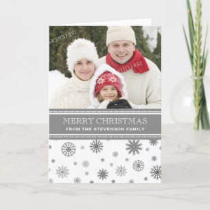 Festiva Tarjeta fotográfica navideña Ferry Gray White Snfl