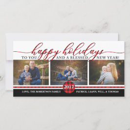 Festiva Tarjeta fotográfica navideña, guarnición de búfalo