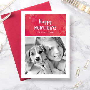 Festiva Tarjeta fotográfica navideña Happy Howlidays