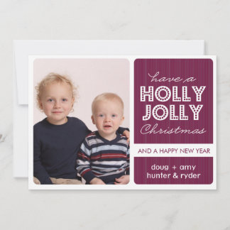 Festiva Tarjeta fotográfica navideña 'Holly Jolly' (DEMICK