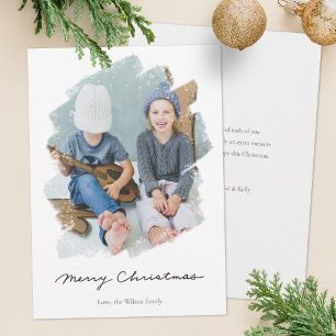 Festiva Tarjeta fotográfica navideña minimalista Blanco