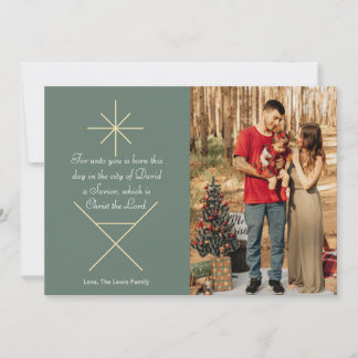 Festiva Tarjeta fotográfica navideña minimalista Manger