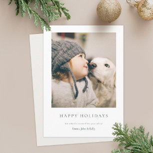 Festiva Tarjeta fotográfica navideña minimalista Marfil