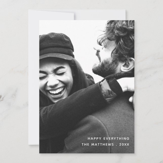 Festiva Tarjeta fotográfica navideña Minimalista simple y  (Anverso)