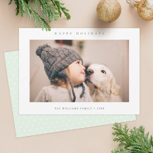 Festiva Tarjeta fotográfica navideña minimalista   Verde p
