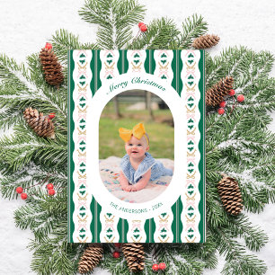 Festiva Tarjeta fotográfica navideña personalizado con fra