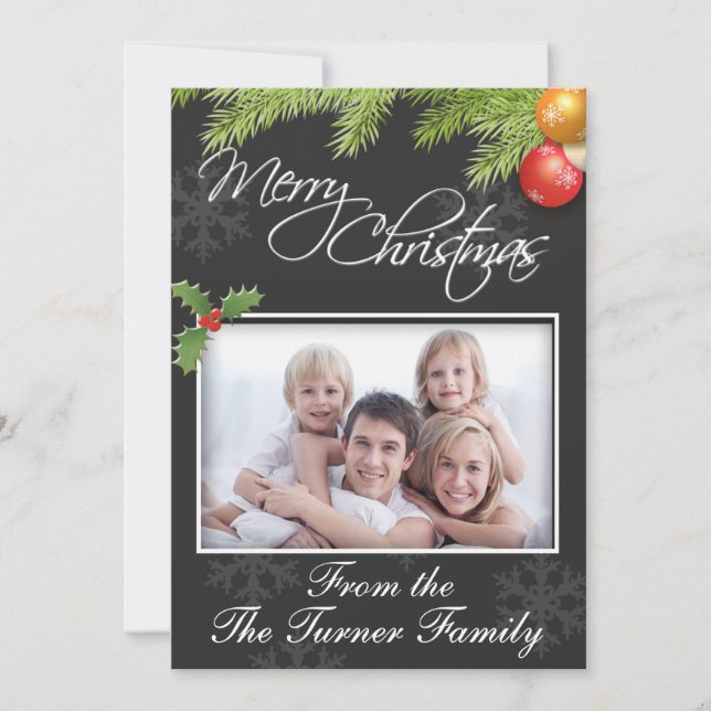 Festiva Tarjeta fotográfica navideña plana (Anverso)