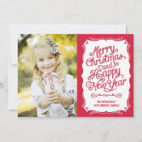 Tarjeta fotográfica navideña tipo vintage - Rojo