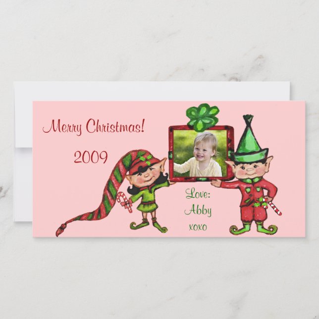 Festiva Tarjeta fotográfica navideña vintage (Anverso)