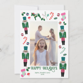 Festiva Tarjeta fotográfica navideña vintage Holiday Nutcr