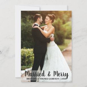 Festiva Tarjeta fotográfica para Bodas casados y merry rec