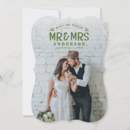 Festiva Tarjeta fotográfica para bodas de navidades casado