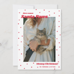 Festiva Tarjeta fotográfica para gato de Navidades Meowy d